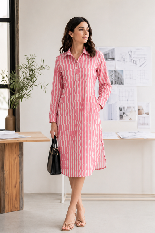 Pink Stripe Straight Dress