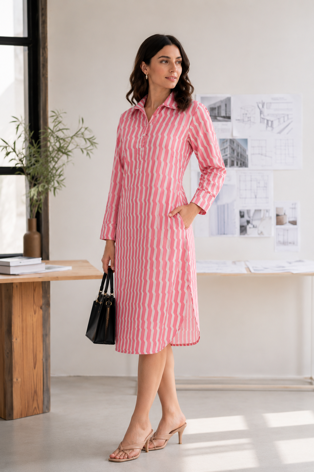 Pink Stripe Straight Dress