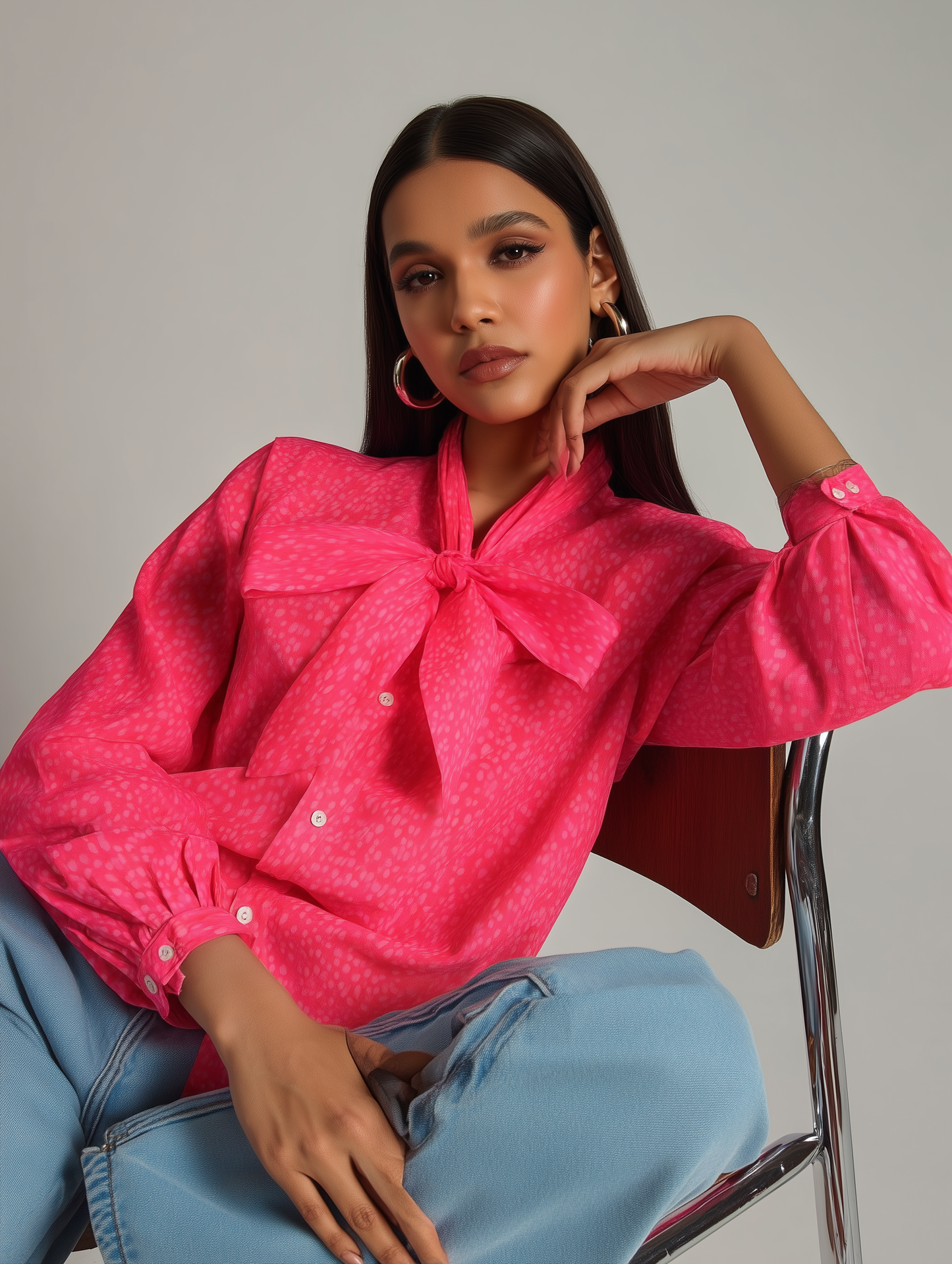 Hot Pink Animal Print Bow Shirt
