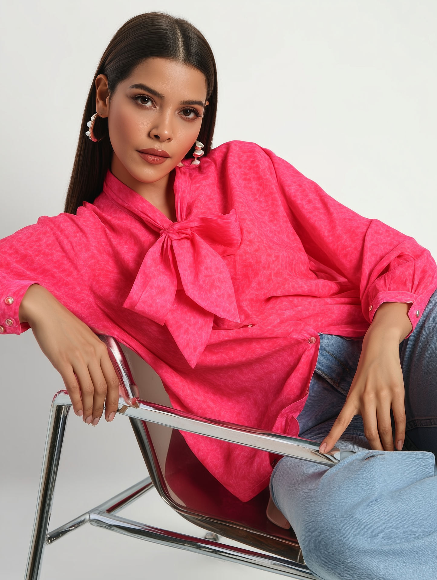 Hot Pink Animal Print Bow Shirt