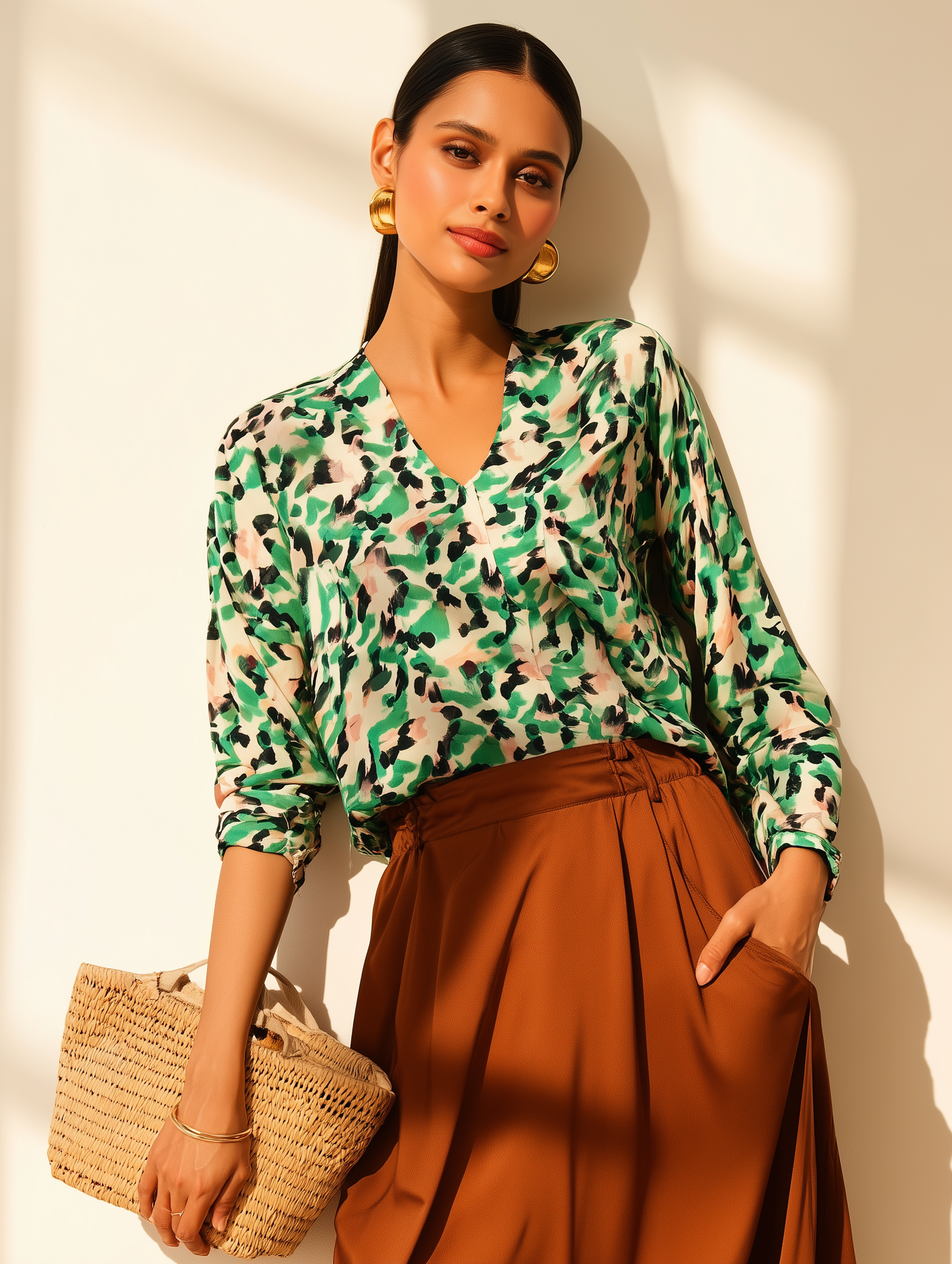 Off White Petal Print Shirt