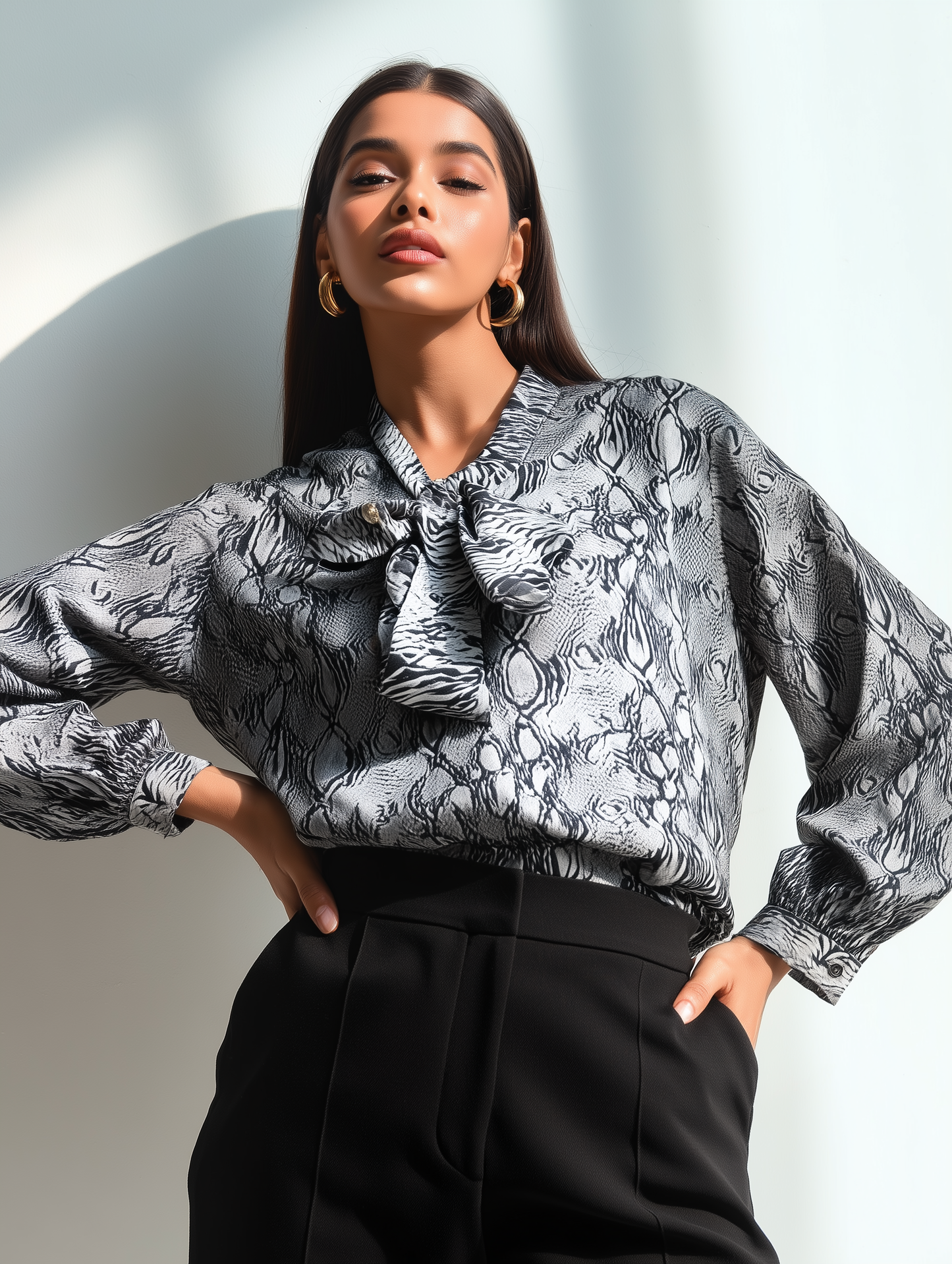 Animal Print Bow Shirt