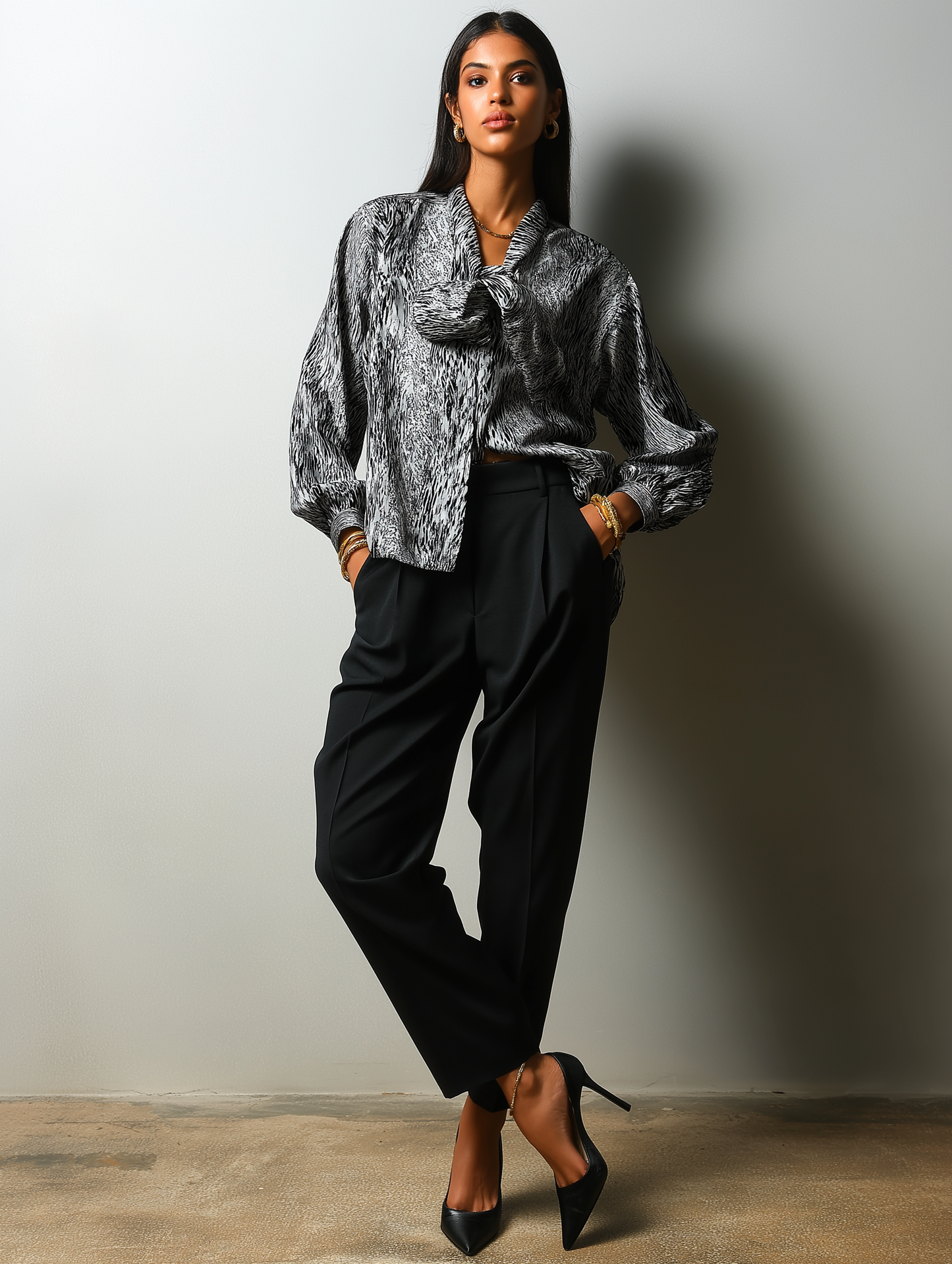 Animal Print Bow Shirt