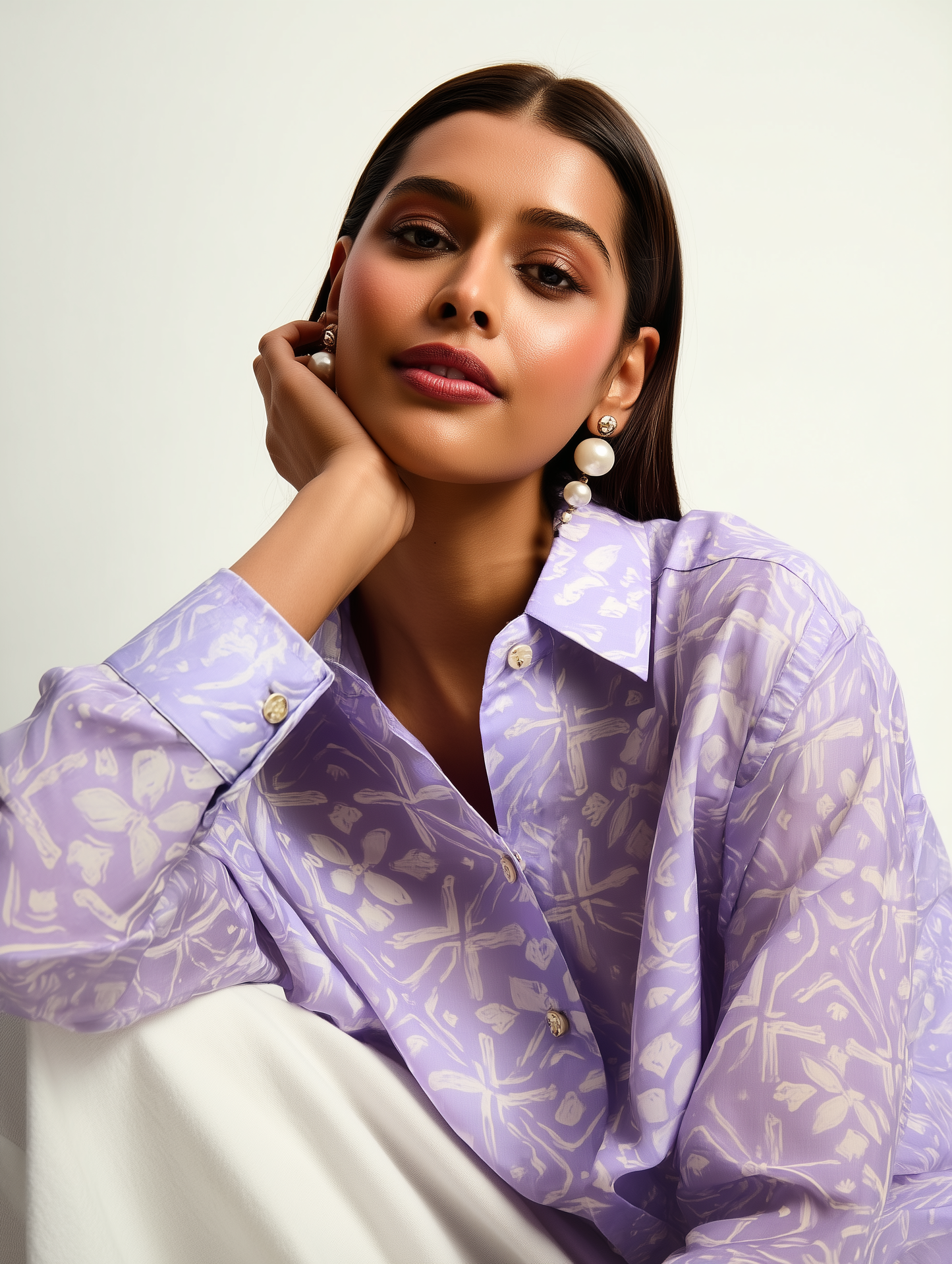 Lilac Ikat Print Shirt