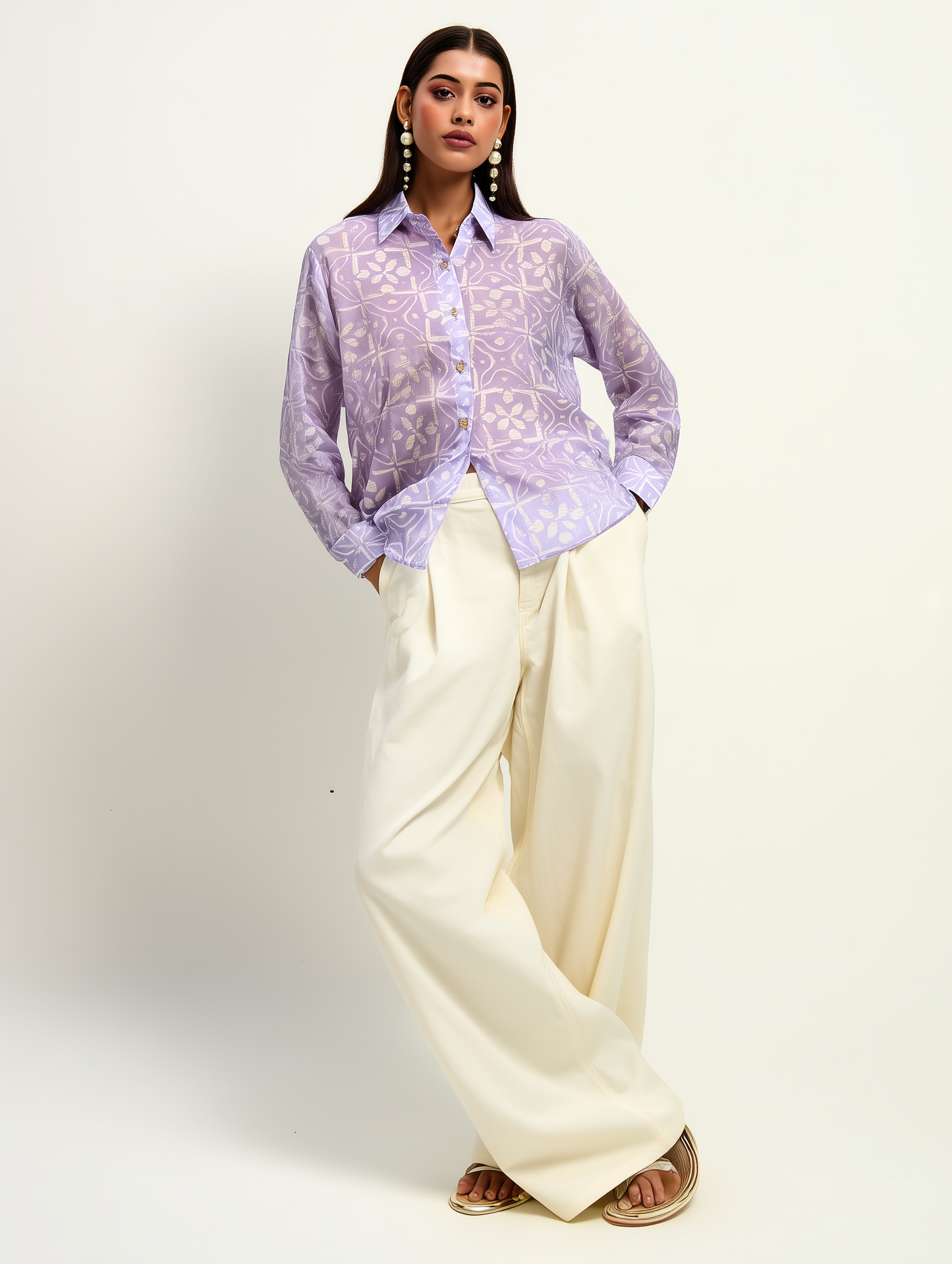 Lilac Ikat Print Shirt