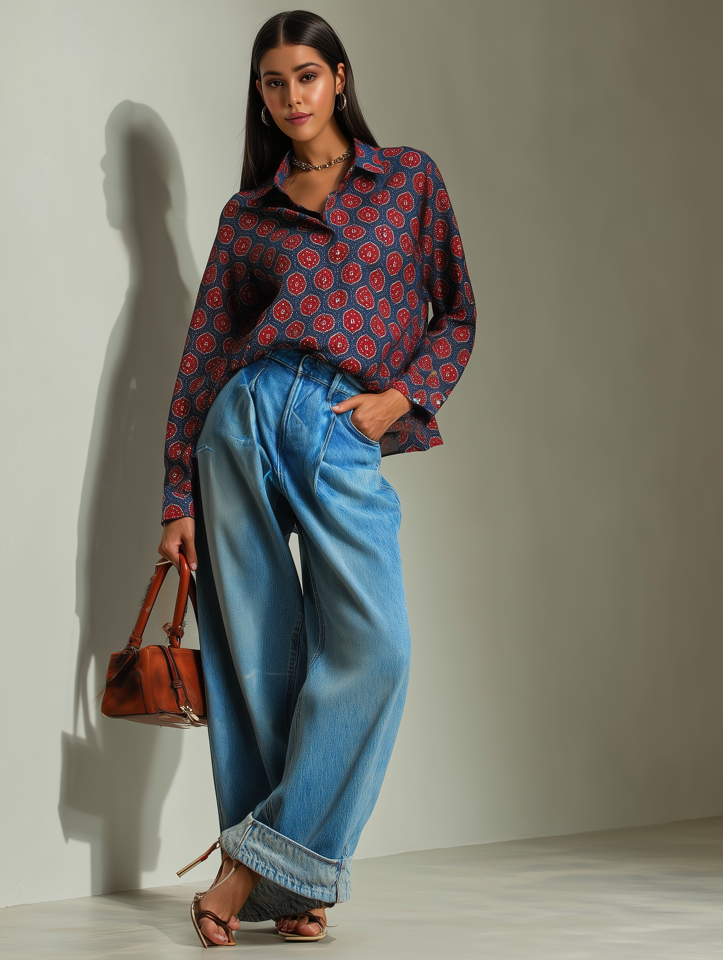 Navy Ajrak Print Shirt