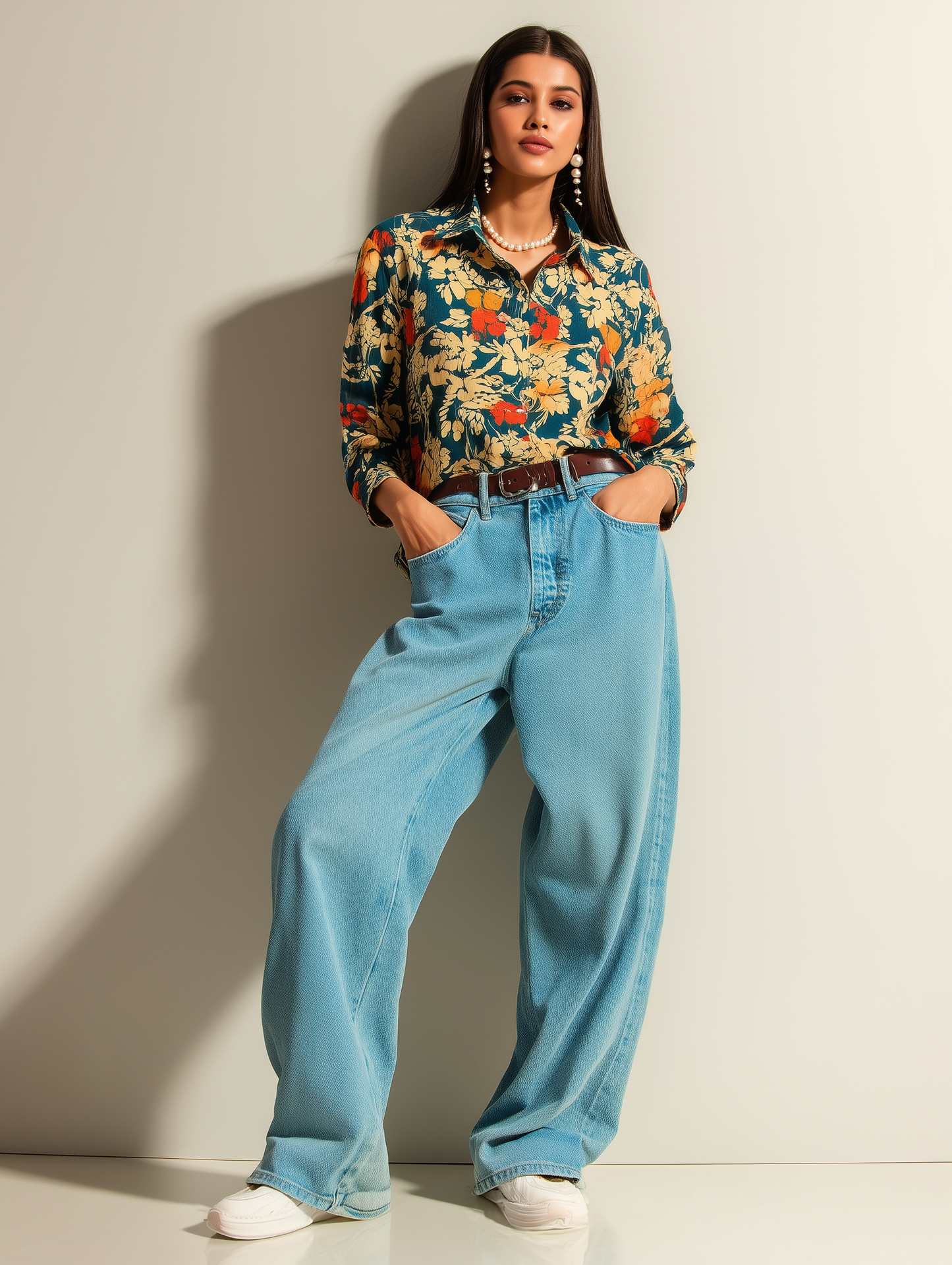 Navy Floral Print Shirt