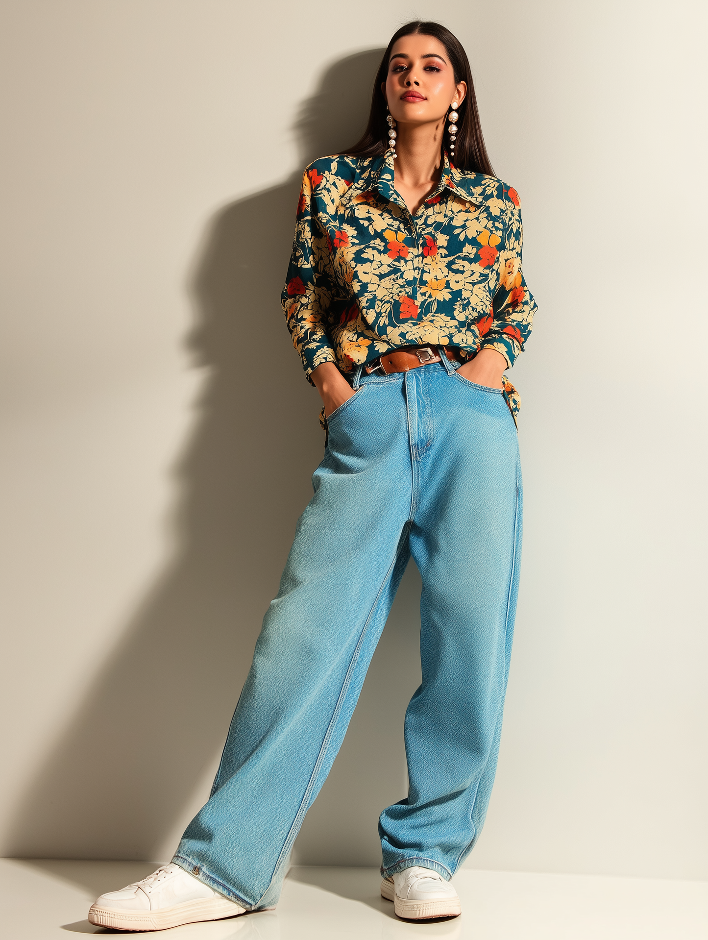 Navy Floral Print Shirt