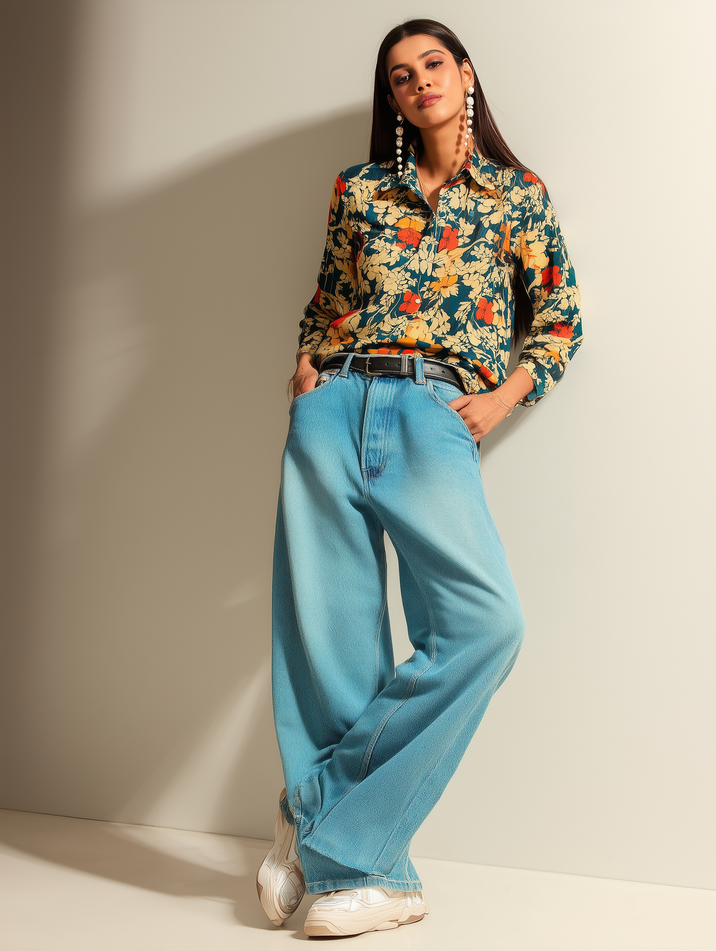 Navy Floral Print Shirt