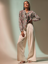 Damask Floral Print Bow Shirt