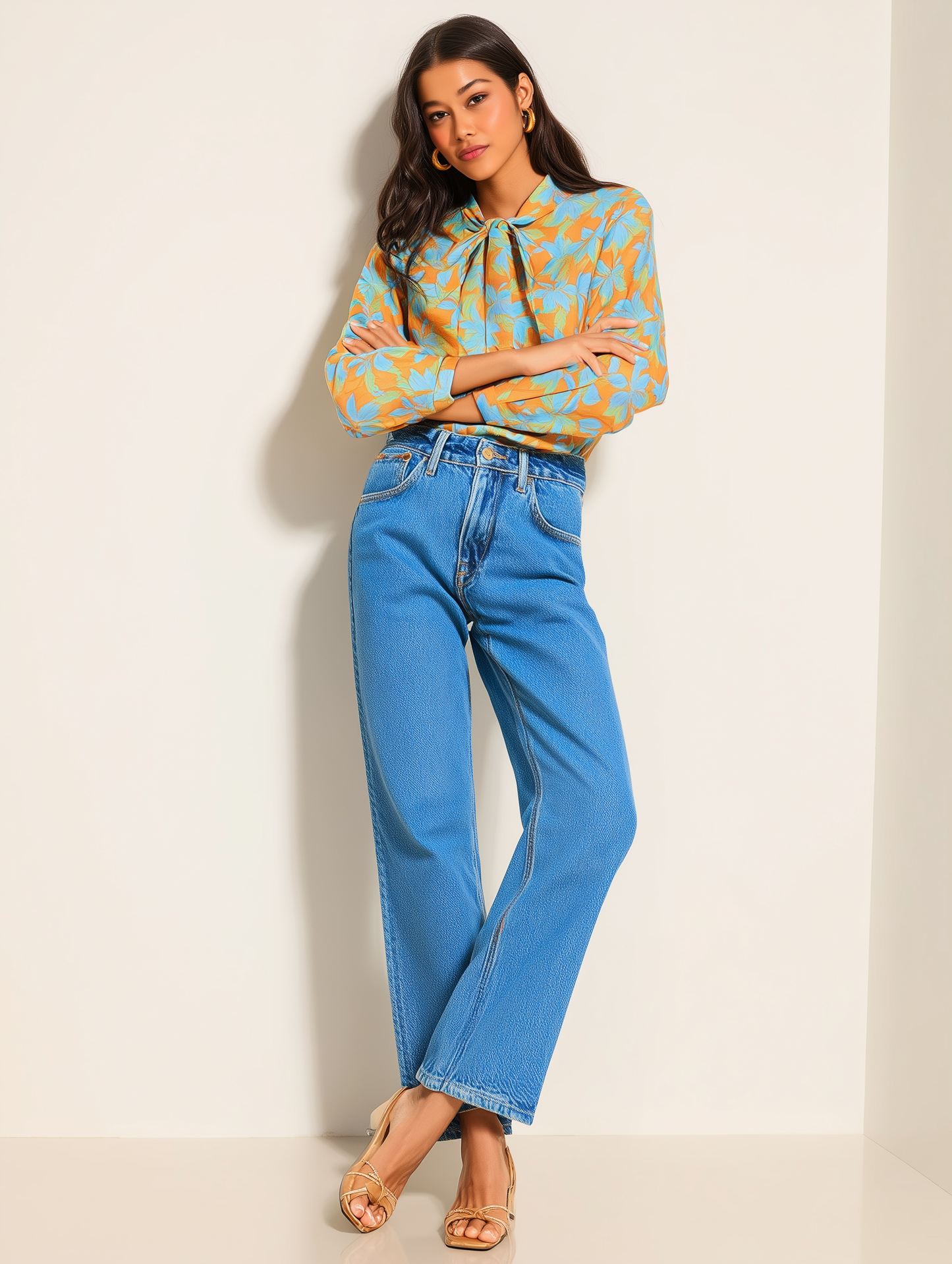 Bright Yellow Floral Bow Shirt