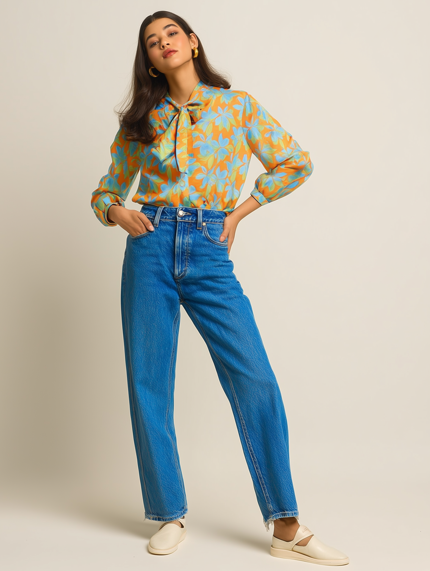 Bright Yellow Floral Bow Shirt