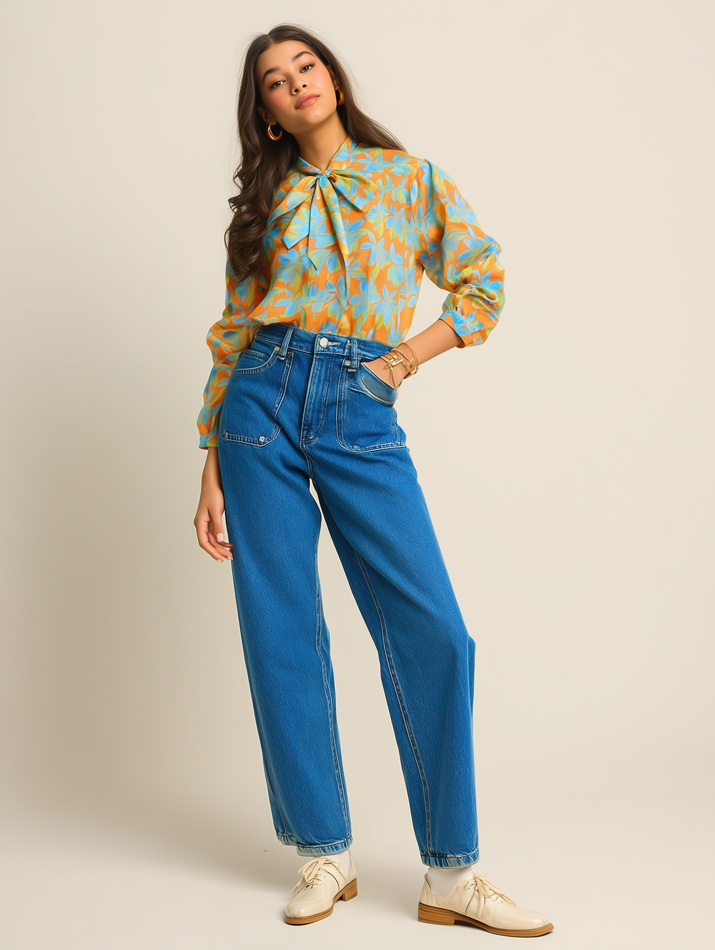 Bright Yellow Floral Bow Shirt