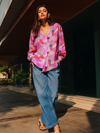Lilac Printed V Neck Shirt