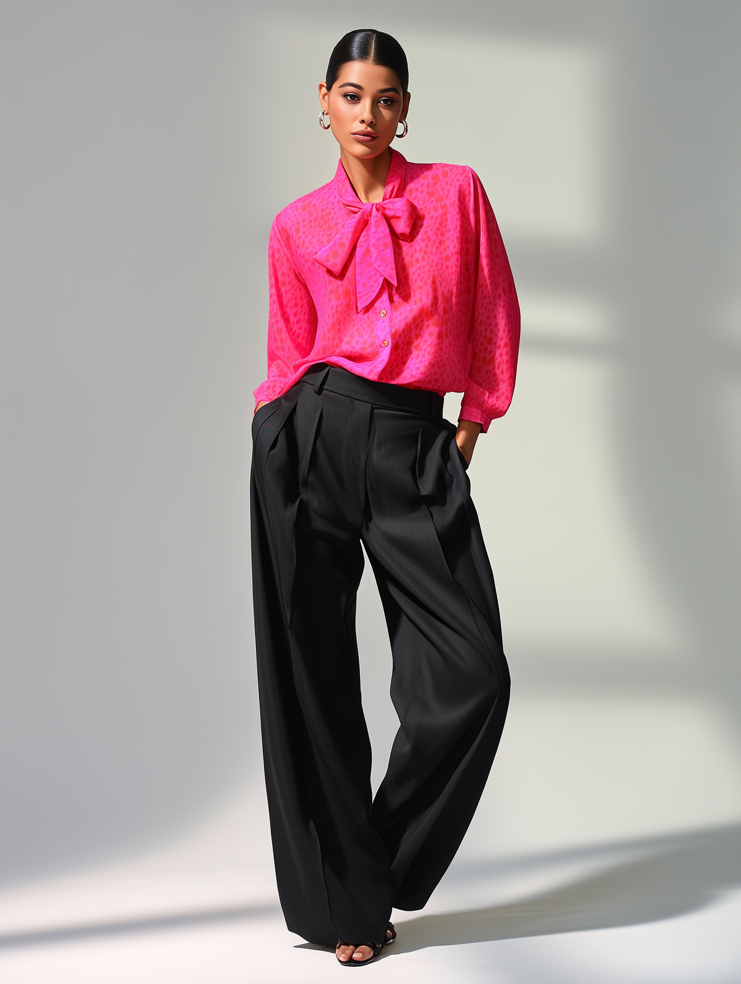Hot Pink Animal Print Bow Shirt