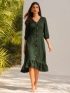 Wrinkle Olive A-line Dress