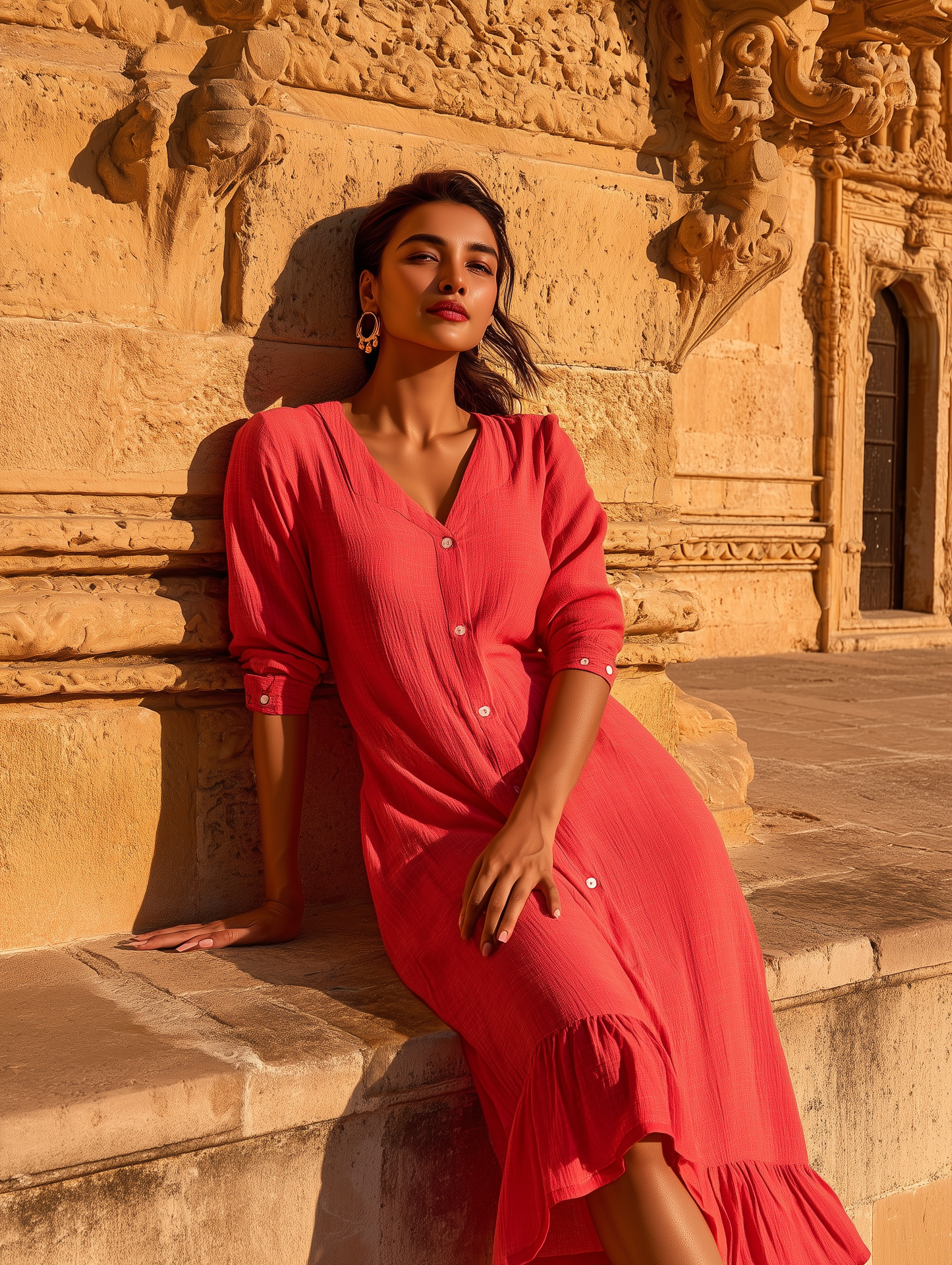Fiery Pink A-Line Dress