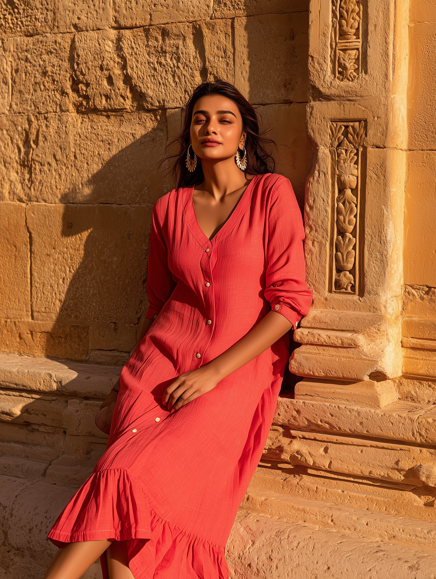 Fiery Pink A-Line Dress