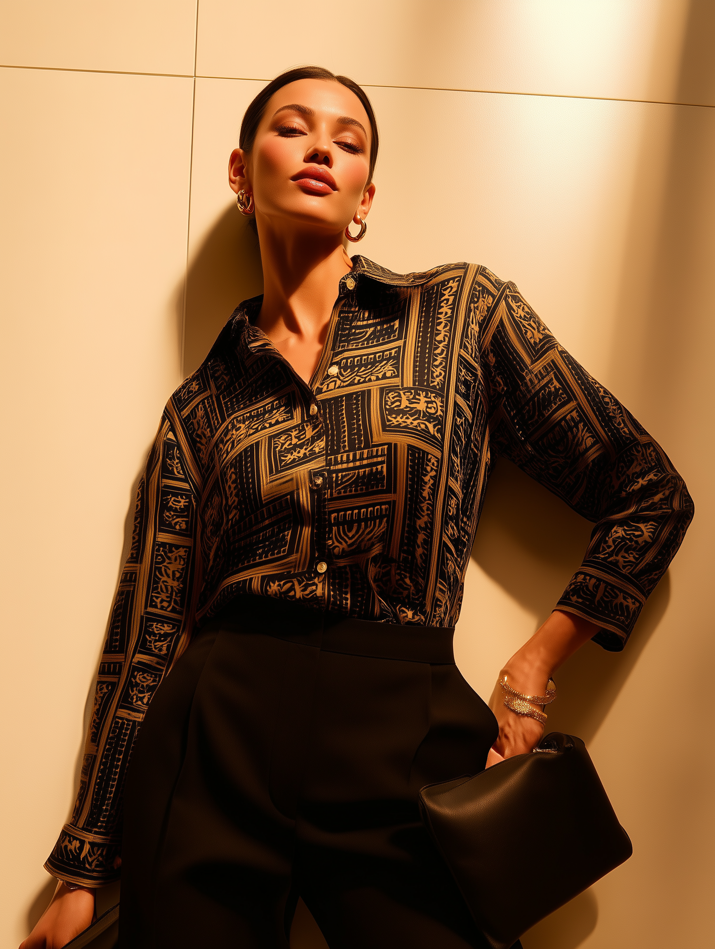 Geometric Floral Satin Shirt