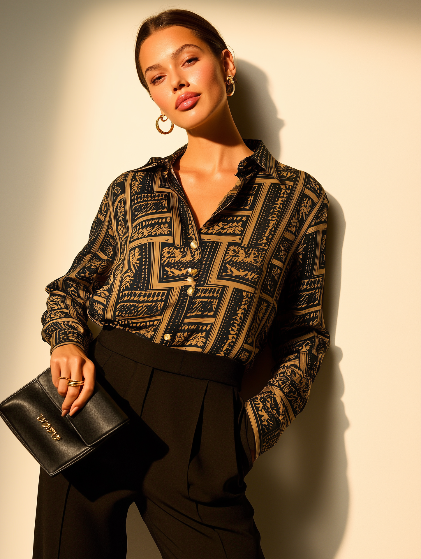 Geometric Floral Satin Shirt