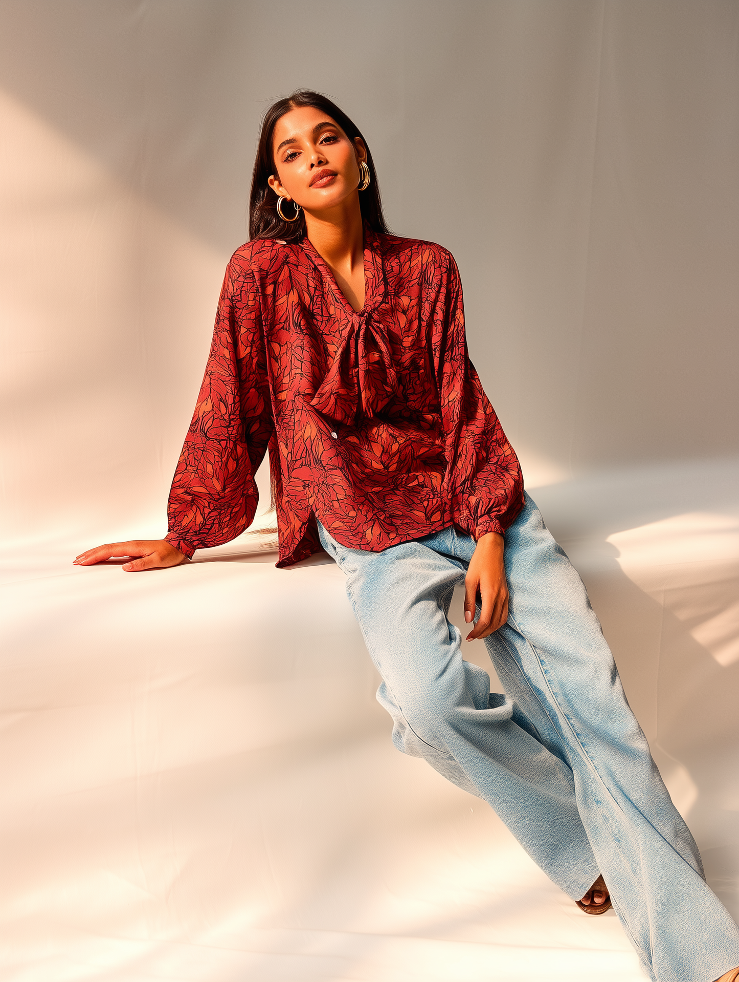 Maroon Lucent Leaf Bow Shirt