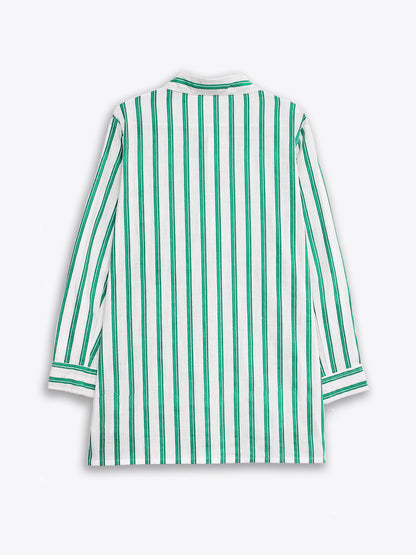 Green Striped Linen Shirt