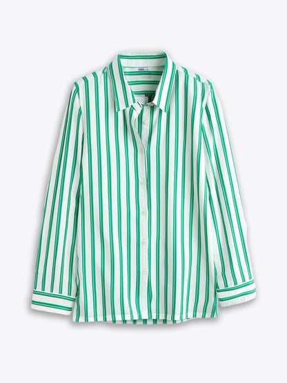 Green Striped Linen Shirt