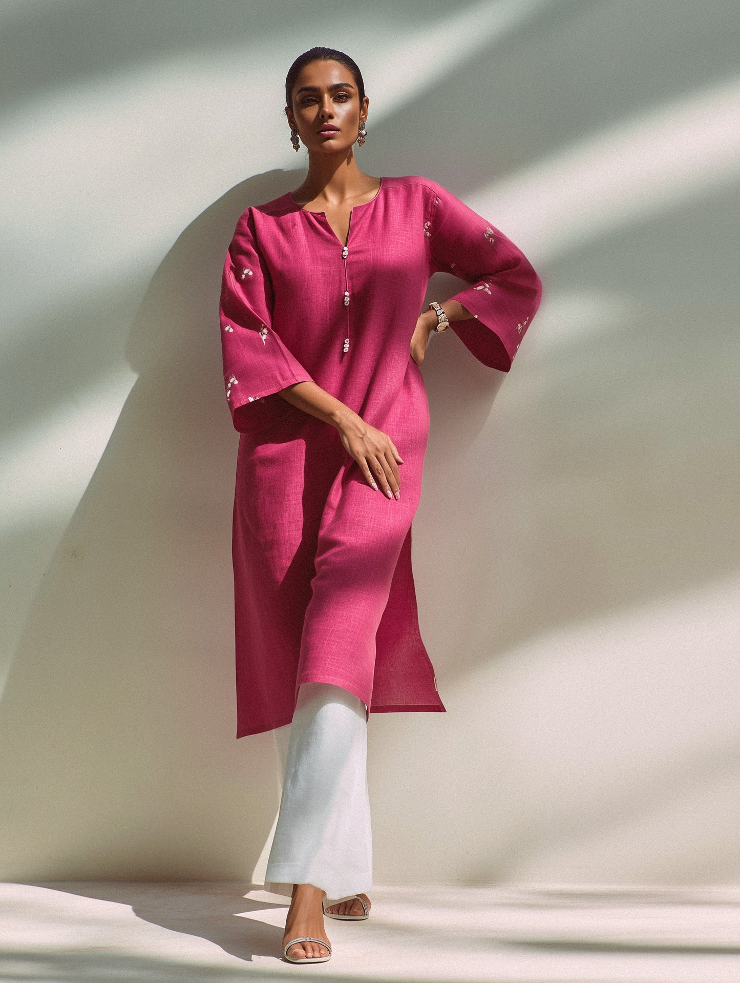 GULNAZ – Pink Embroidered Kurta Set