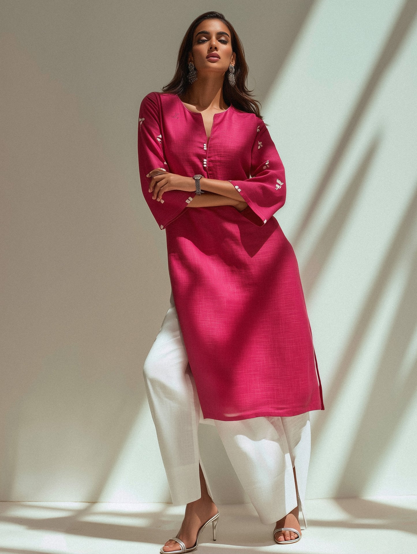 GULNAZ – Pink Embroidered Kurta Set