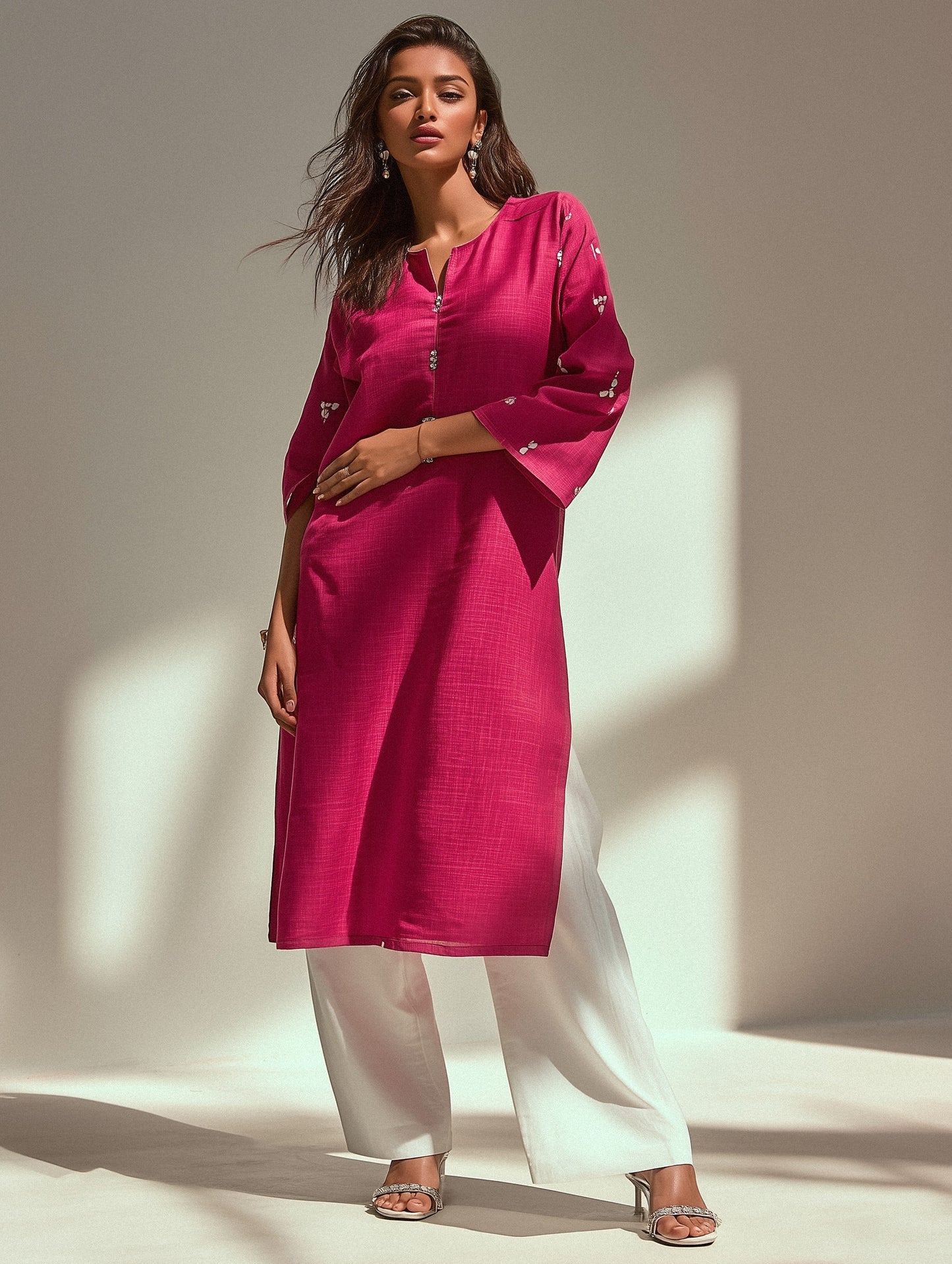 GULNAZ – Pink Embroidered Kurta Set