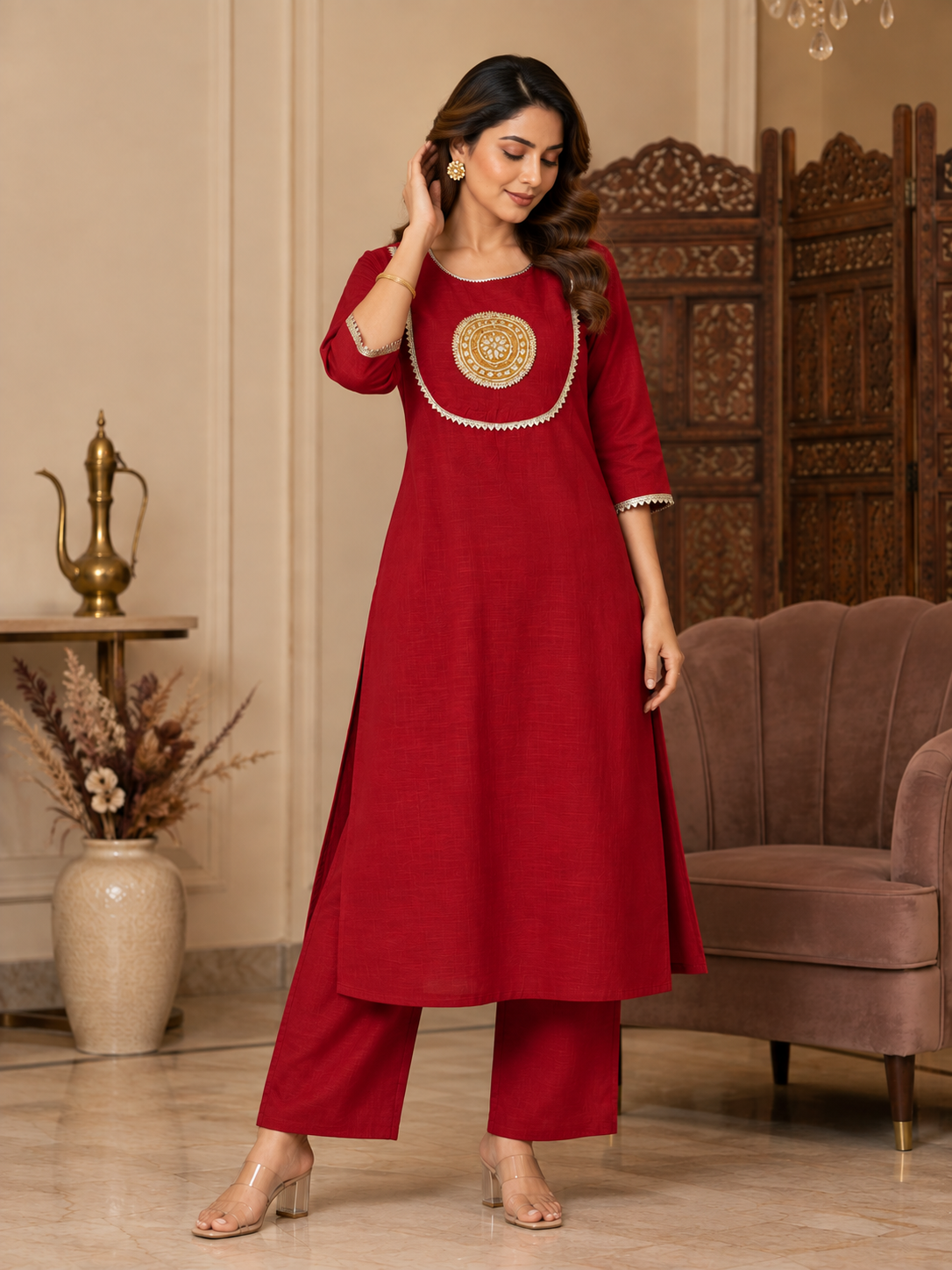 KALAA – Red Gota Work Embroidered Kurta Set