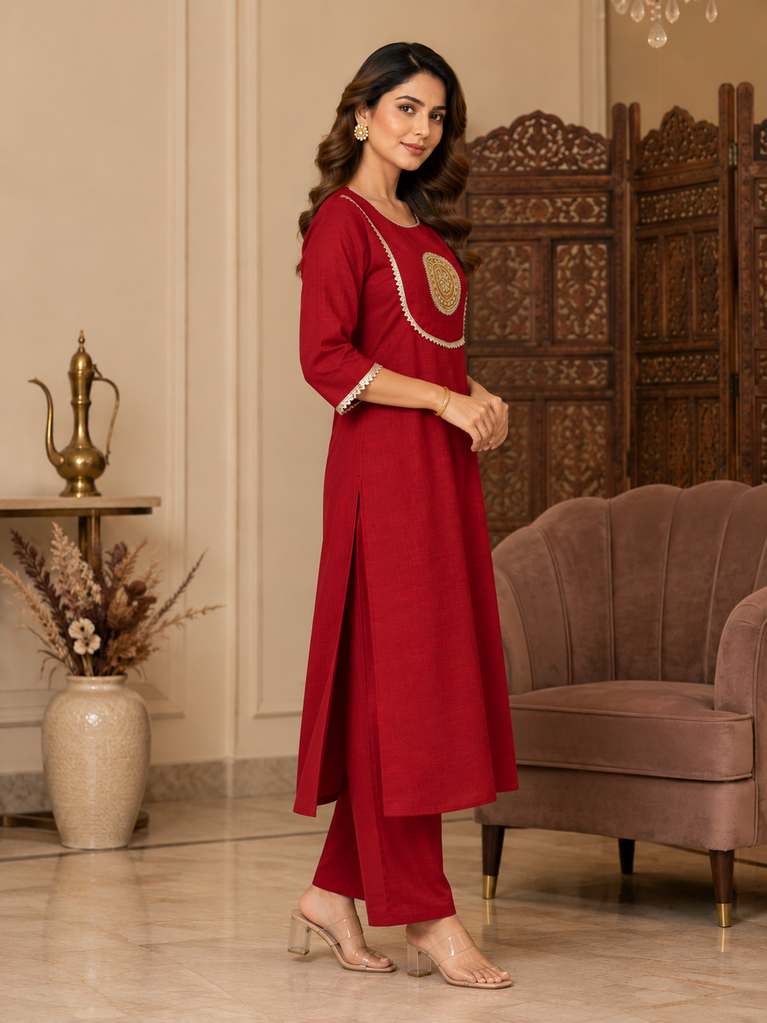 KALAA – Red Gota Work Embroidered Kurta Set