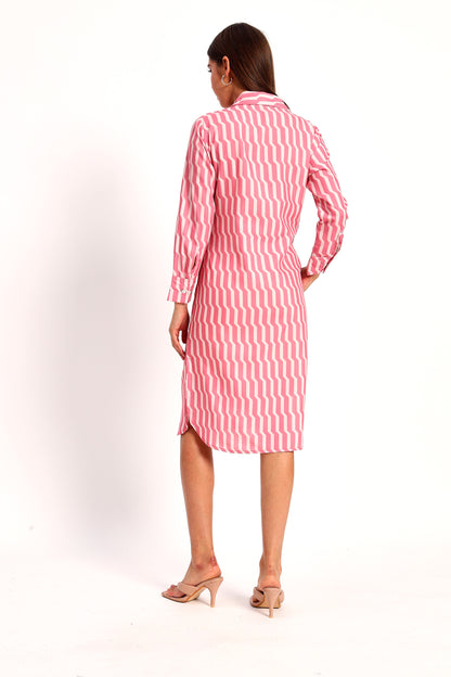 Pink Stripe Straight Dress