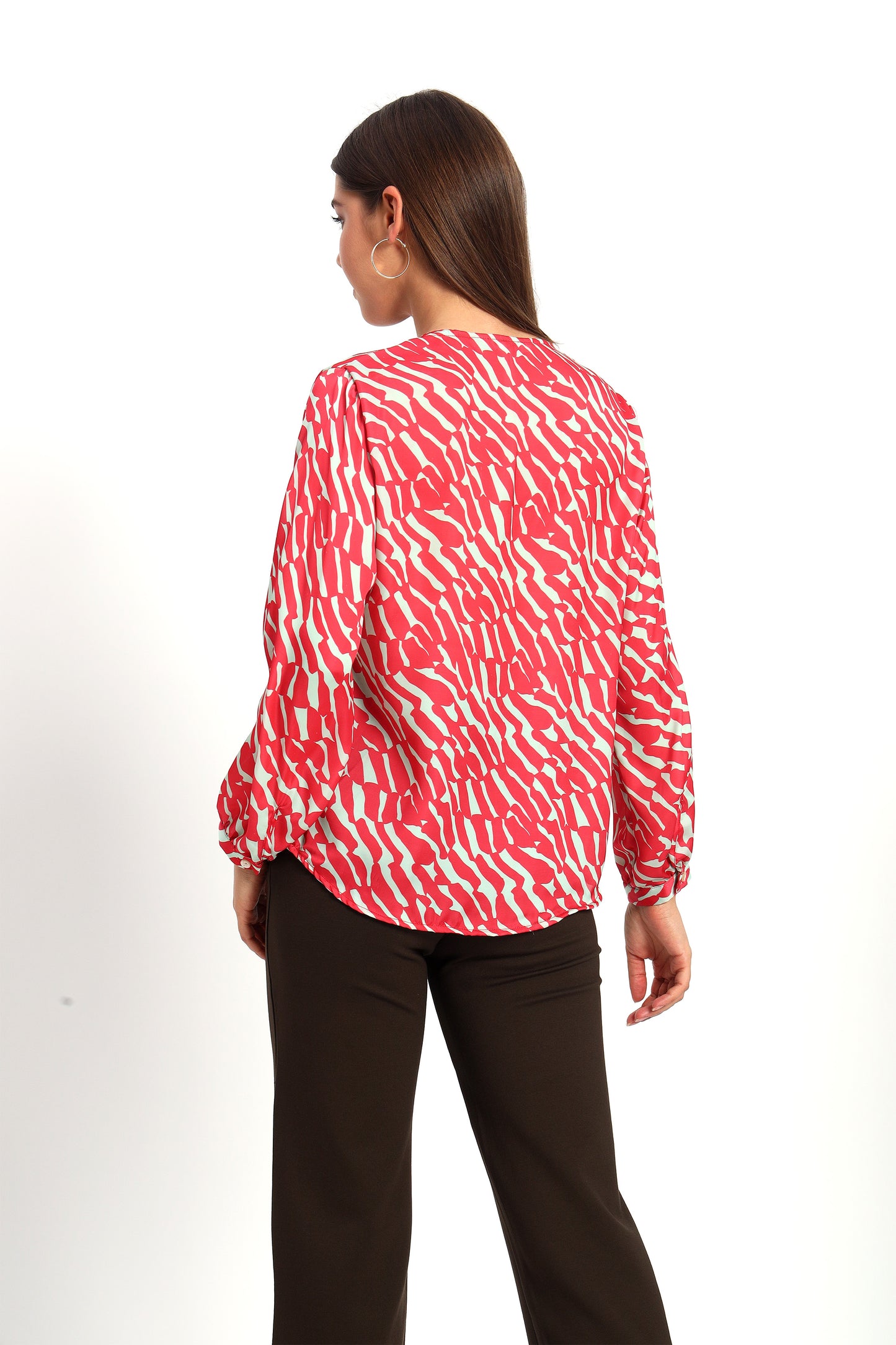 Cherry Red Wavy Print Shirt