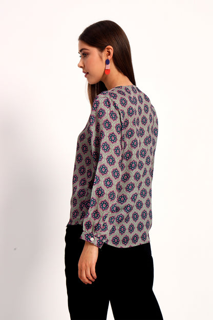 Light Olive Ajrak Print Shirt