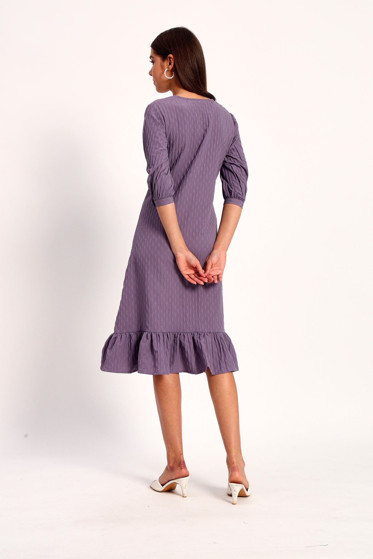 Wrinkle Purple A-line Dress