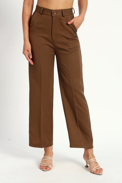 Brown Straight Fit Pants