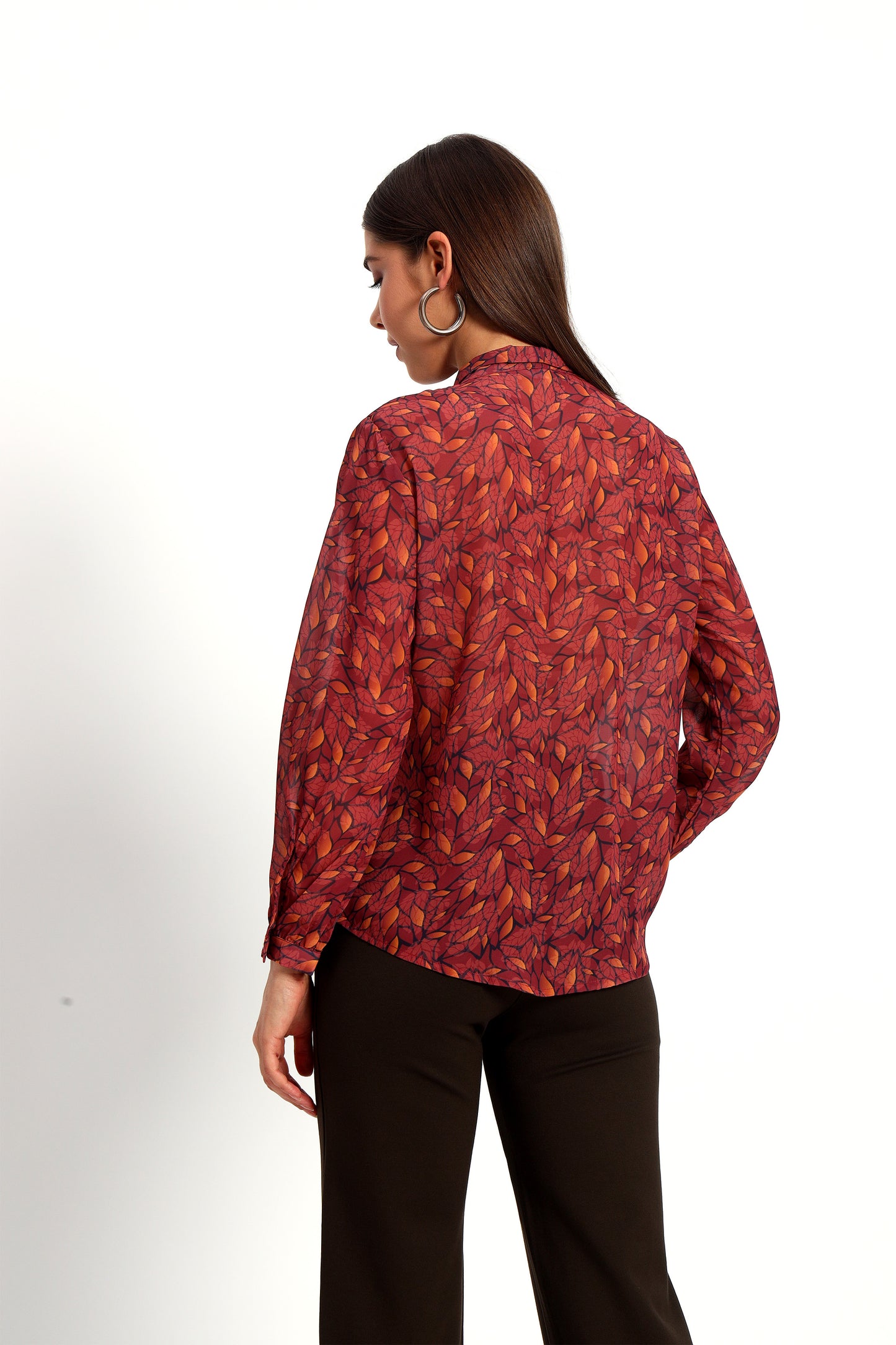 Maroon Lucent Leaf Bow Shirt