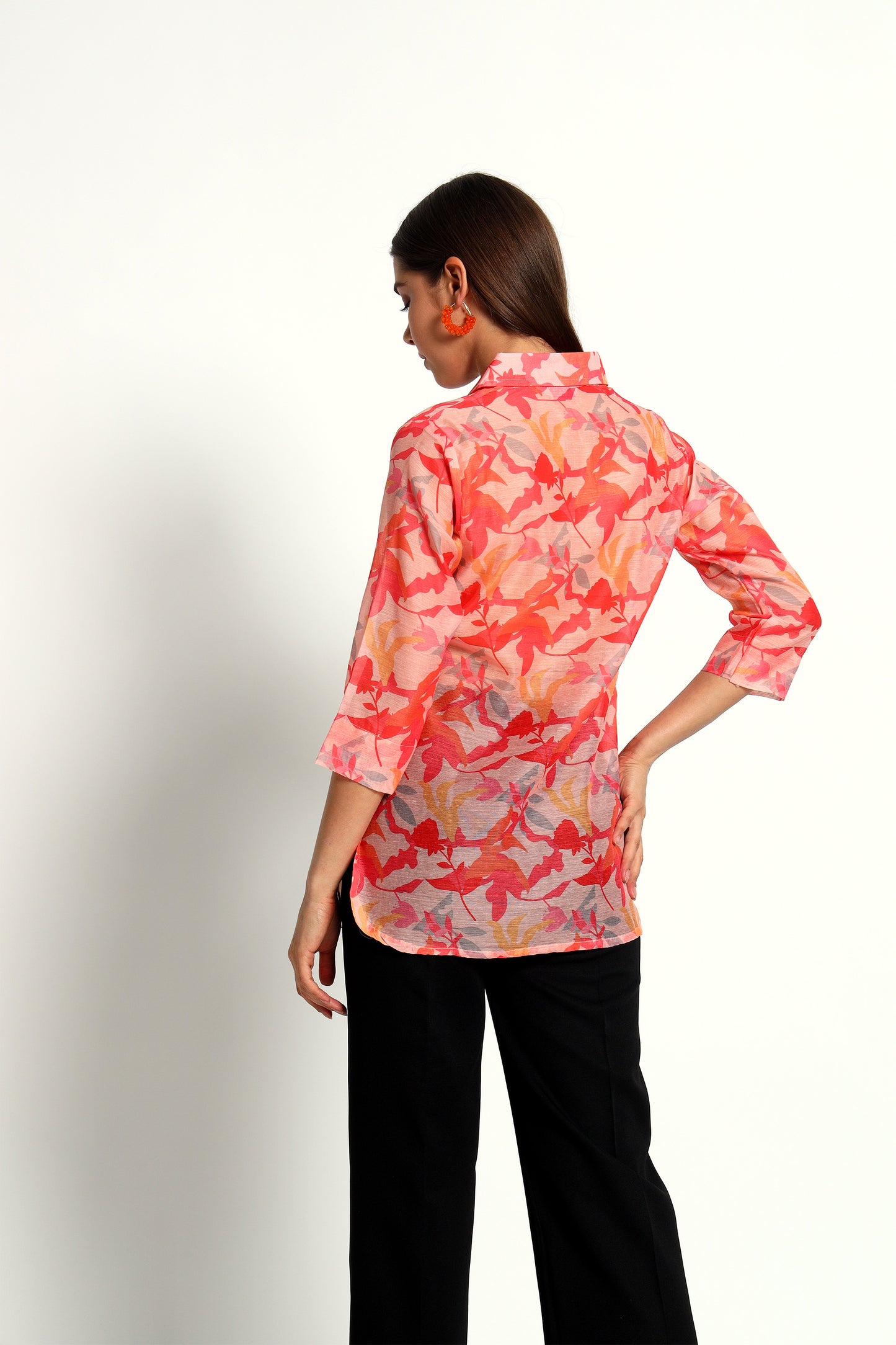 Printed Coral Chanderi Shirt