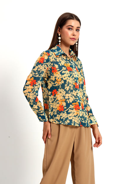 Navy Floral Print Shirt