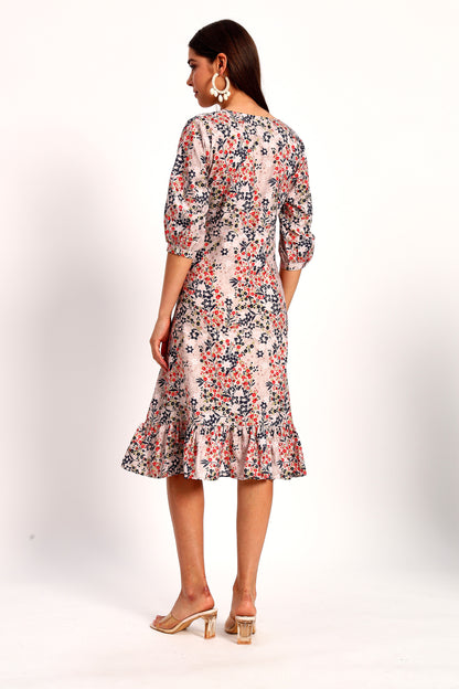 Floral Print A-line Dress