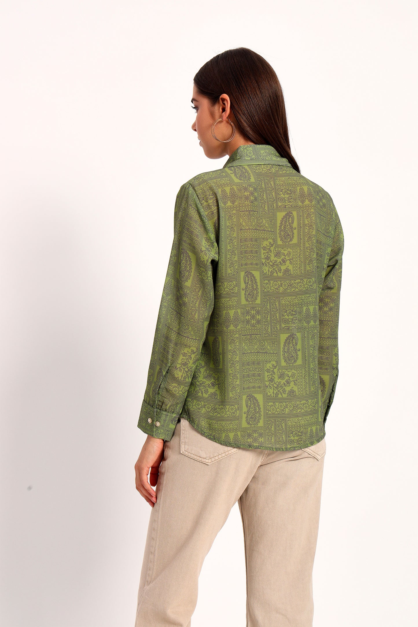 Light Olive Paisley Print Shirt