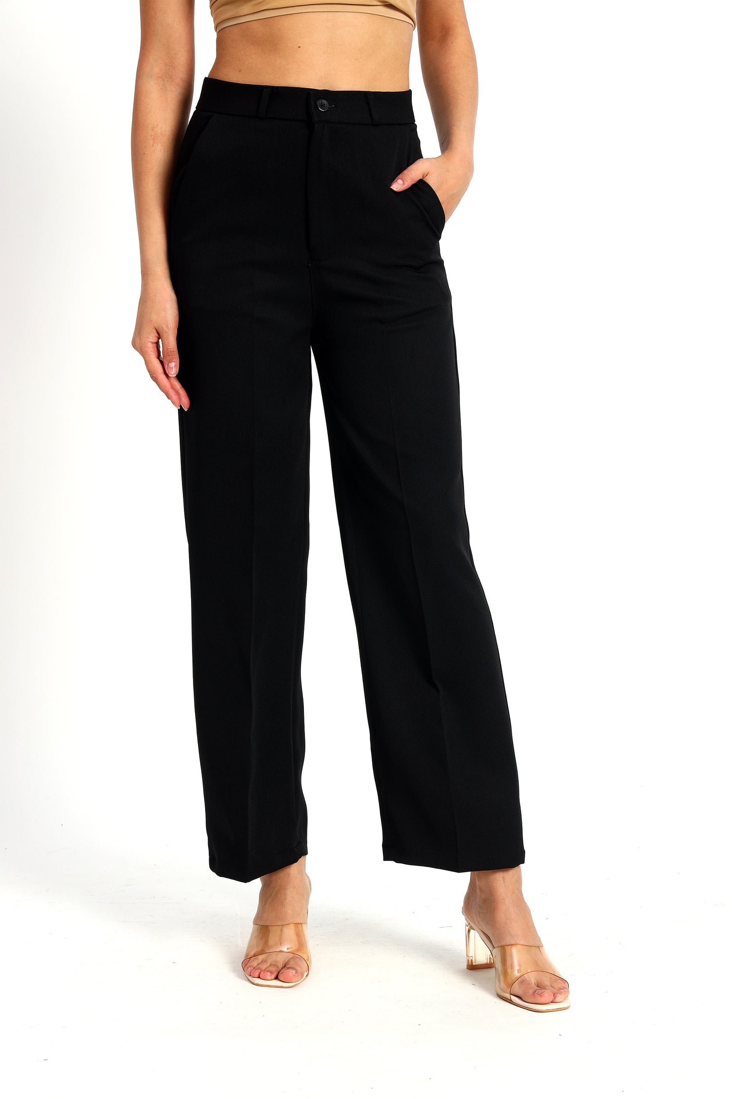 Black Straight Fit Korean Pants