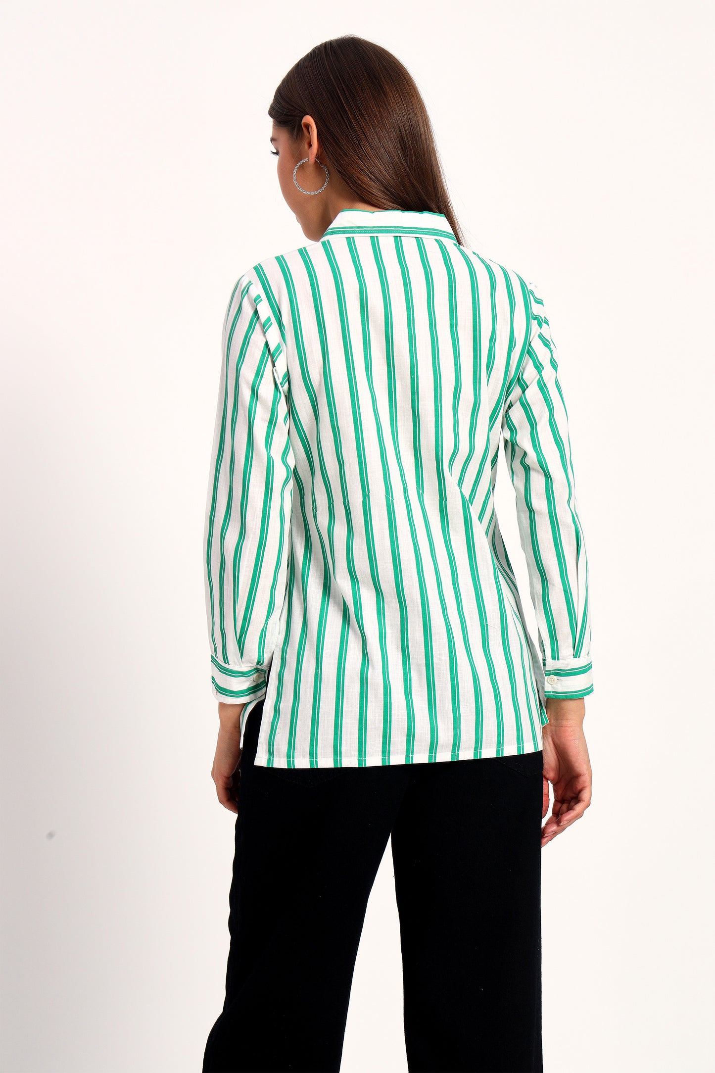 Green Striped Linen Shirt