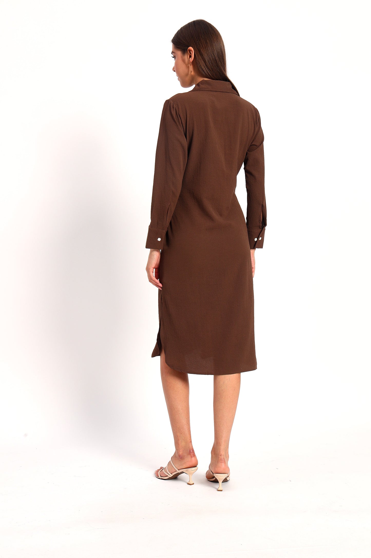 Wrinkle Brown Straight Dress