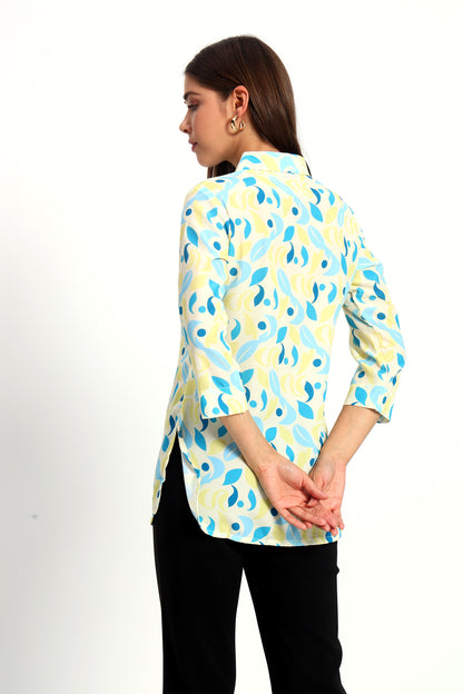 Printed Lemon Satin Shirt