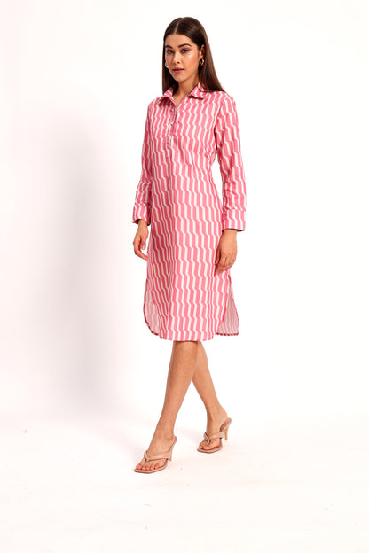 Pink Stripe Straight Dress