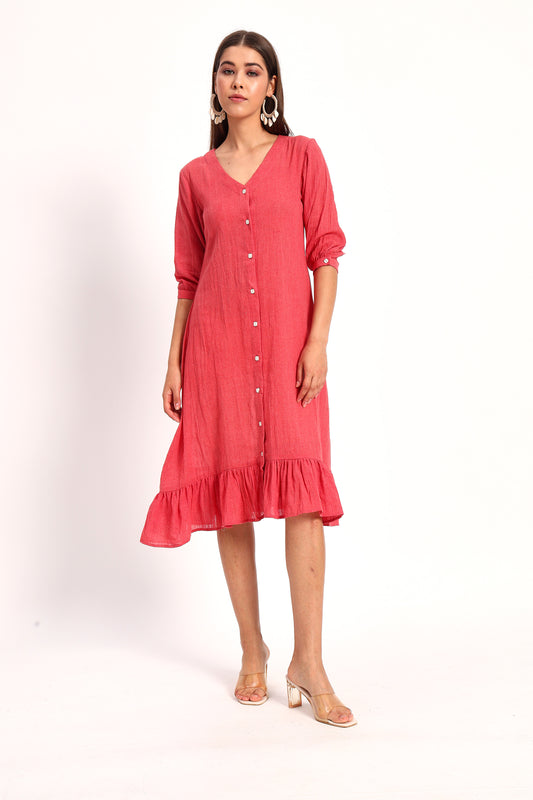 Fiery Pink A-Line Dress