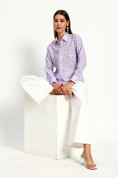 Lilac Ikat Print Shirt