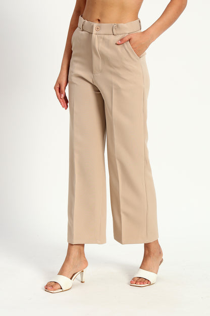 Beige Straight Fit Korean Pants